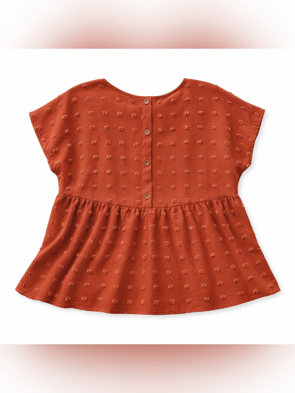Plus Size Rust Orange/ Terracotta Colored Textured Peplum Shirt Size 3XL (18) - Picture 5 of 6
